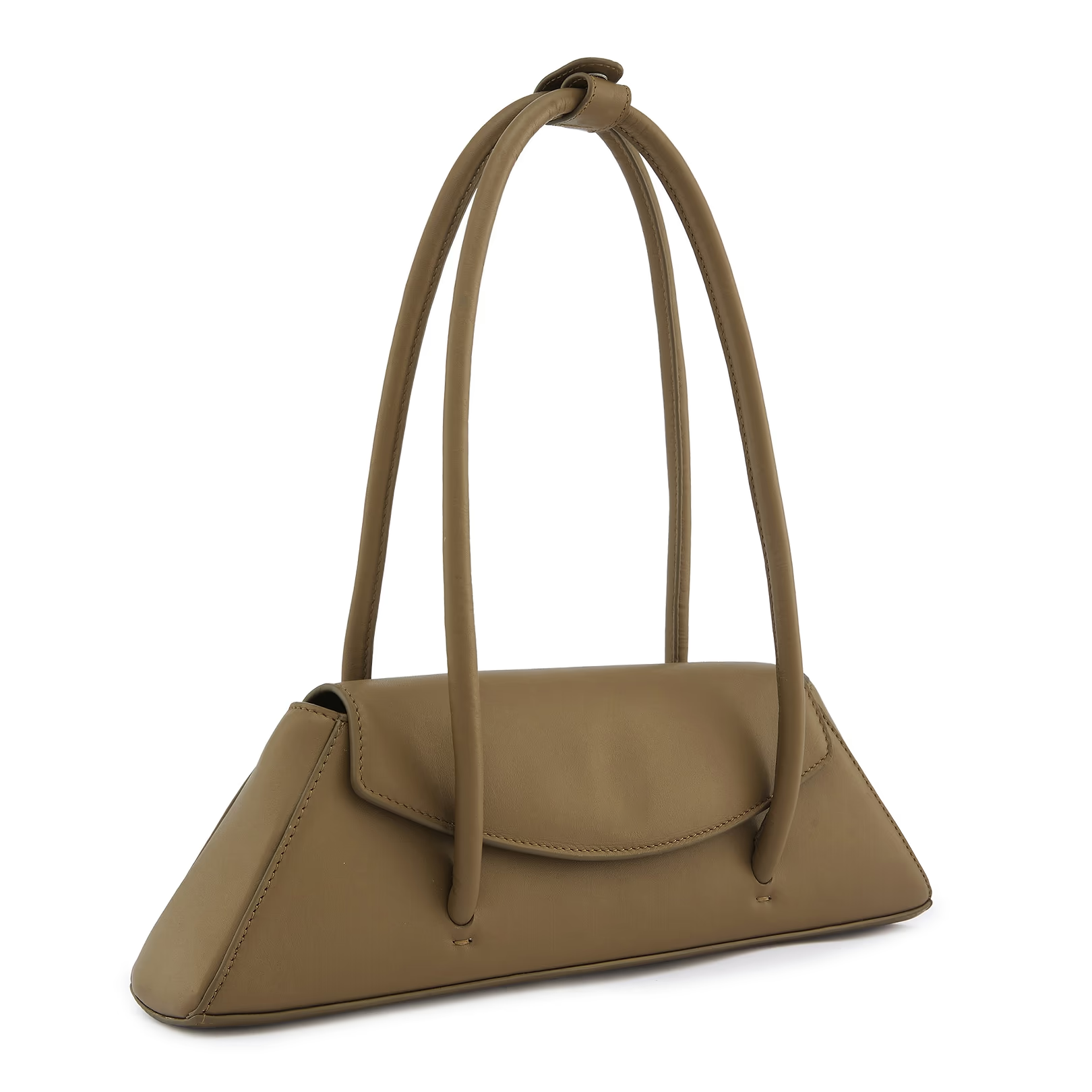 Soft Nappa Leather Flap Fixed Strap Slim Baguette Bag