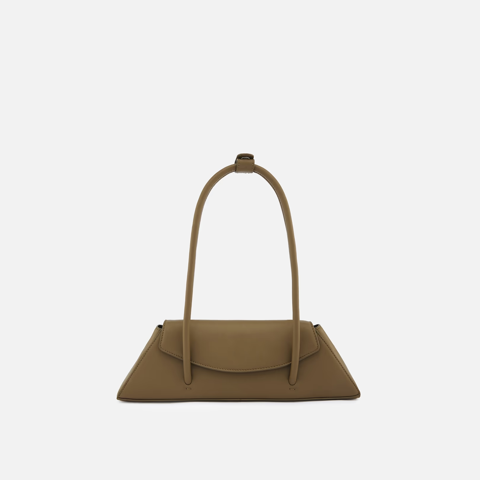 Soft Nappa Leather Flap Fixed Strap Slim Baguette Bag