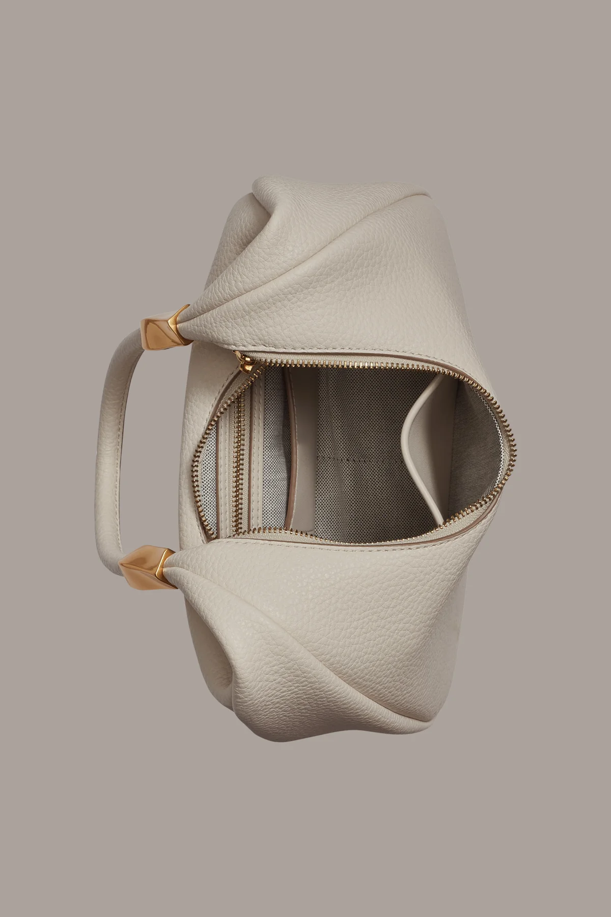 Cashmere Textured Cow Leather Zip Closure Slouchy Hobo Shoulder Bag
