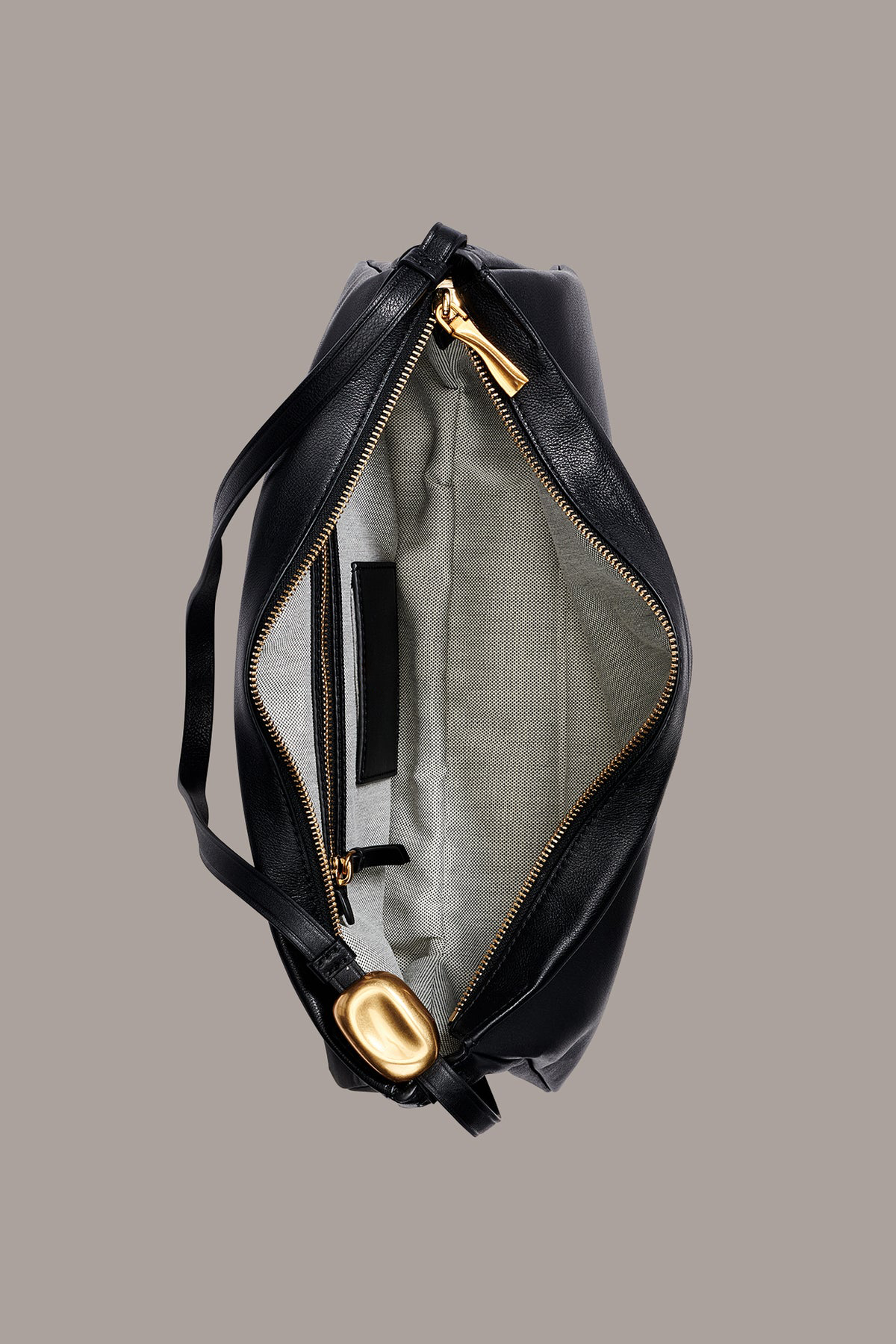 Glossy Napa Cow Leather Large Zip Hobo Shoulder Bag