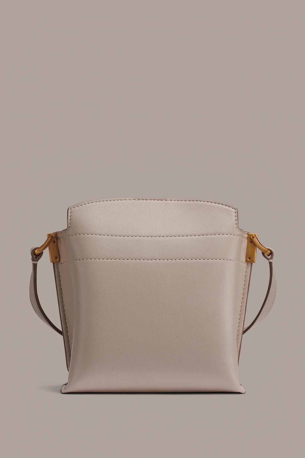 Soft Lamb Leather Turn-Lock Compact Bucket Crossbody Bag