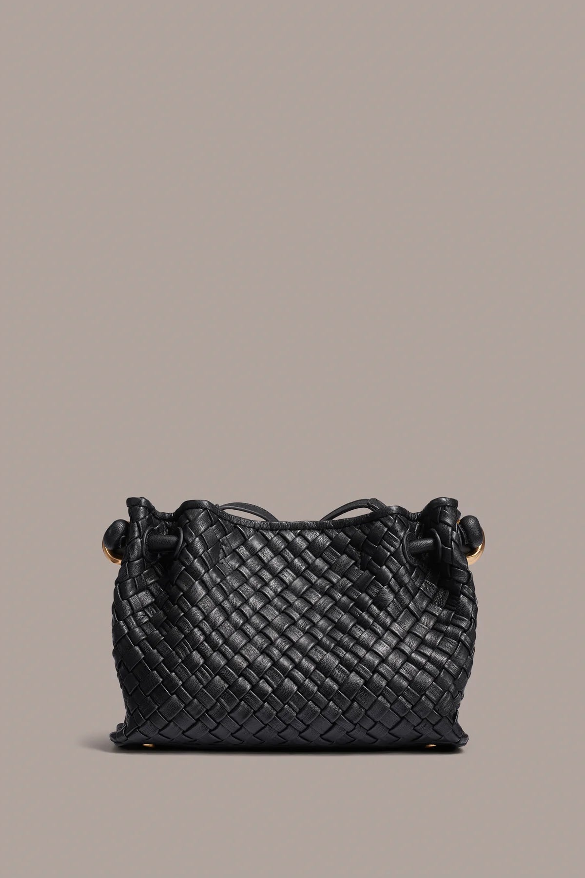 Shimmer Metallic Woven Leather Adjustable Strap Compact Handwoven Crossbody Bag