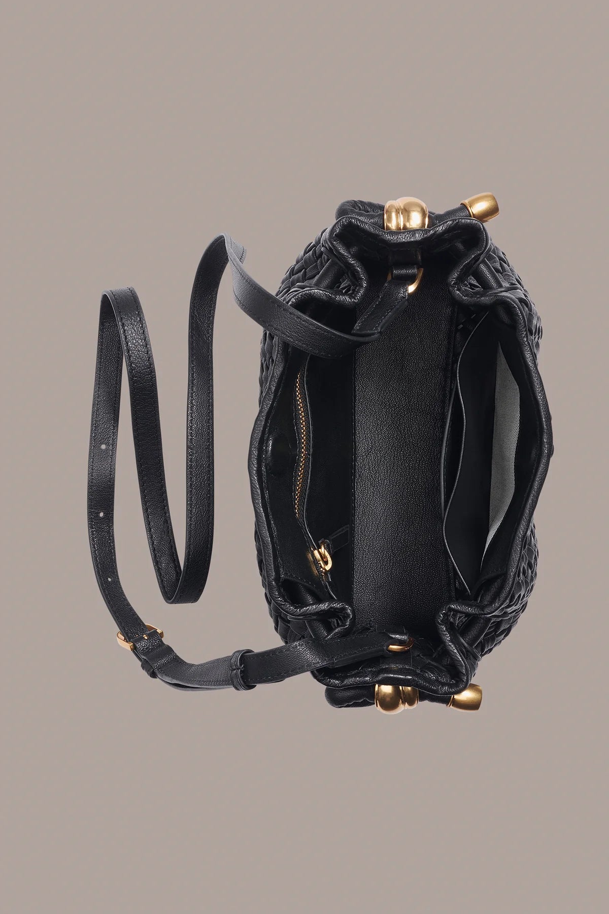 Shimmer Metallic Woven Leather Adjustable Strap Compact Handwoven Crossbody Bag