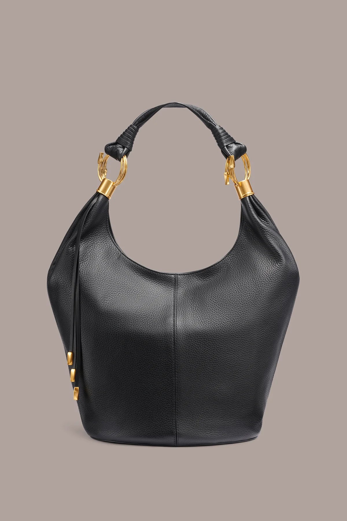 Textured Genuine Leather Fringe Decor Soft Large Hobo Shoulder Bag