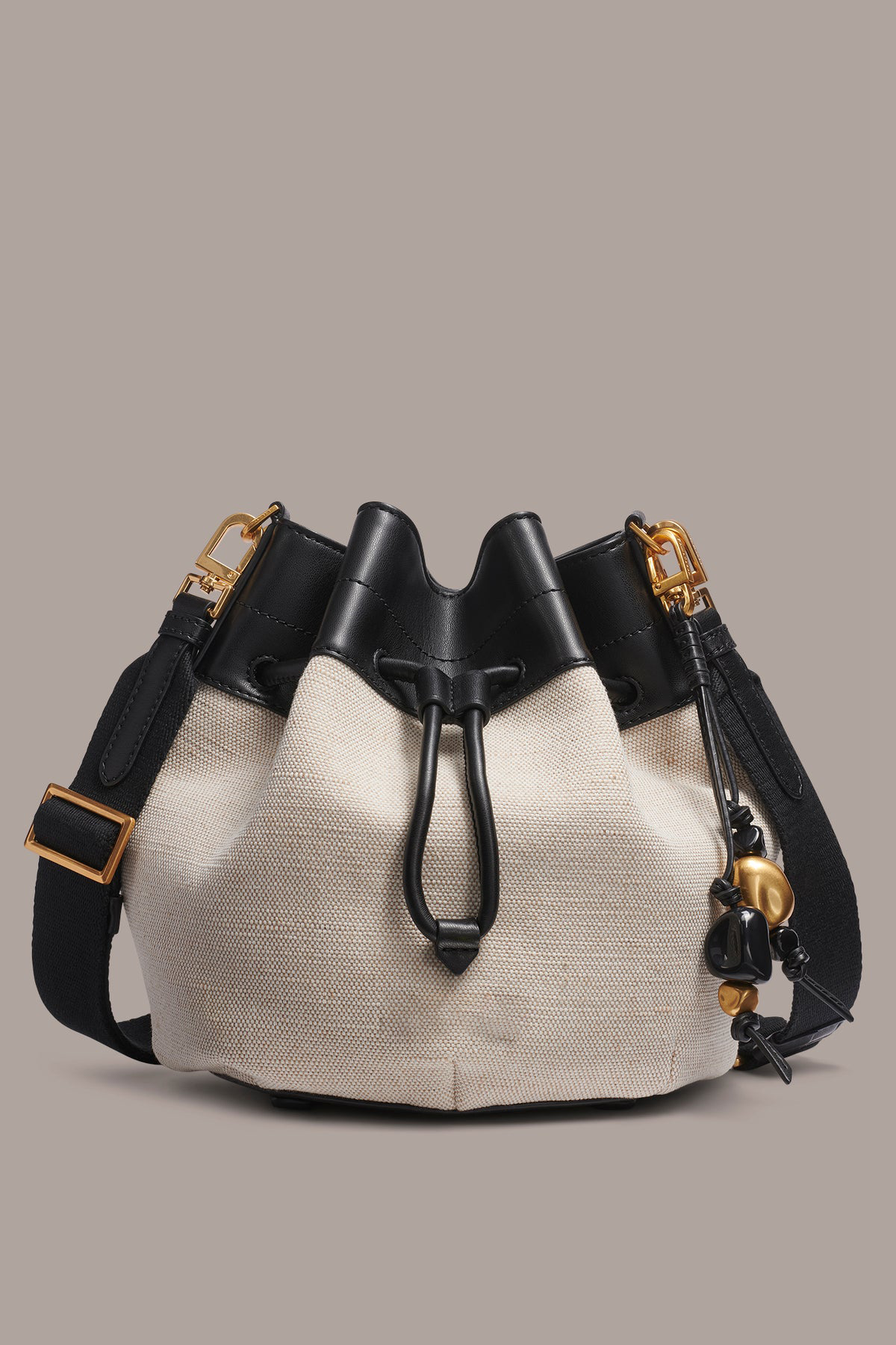 Cotton Linen Canvas Drawstring Large Convertible Bucket Bag