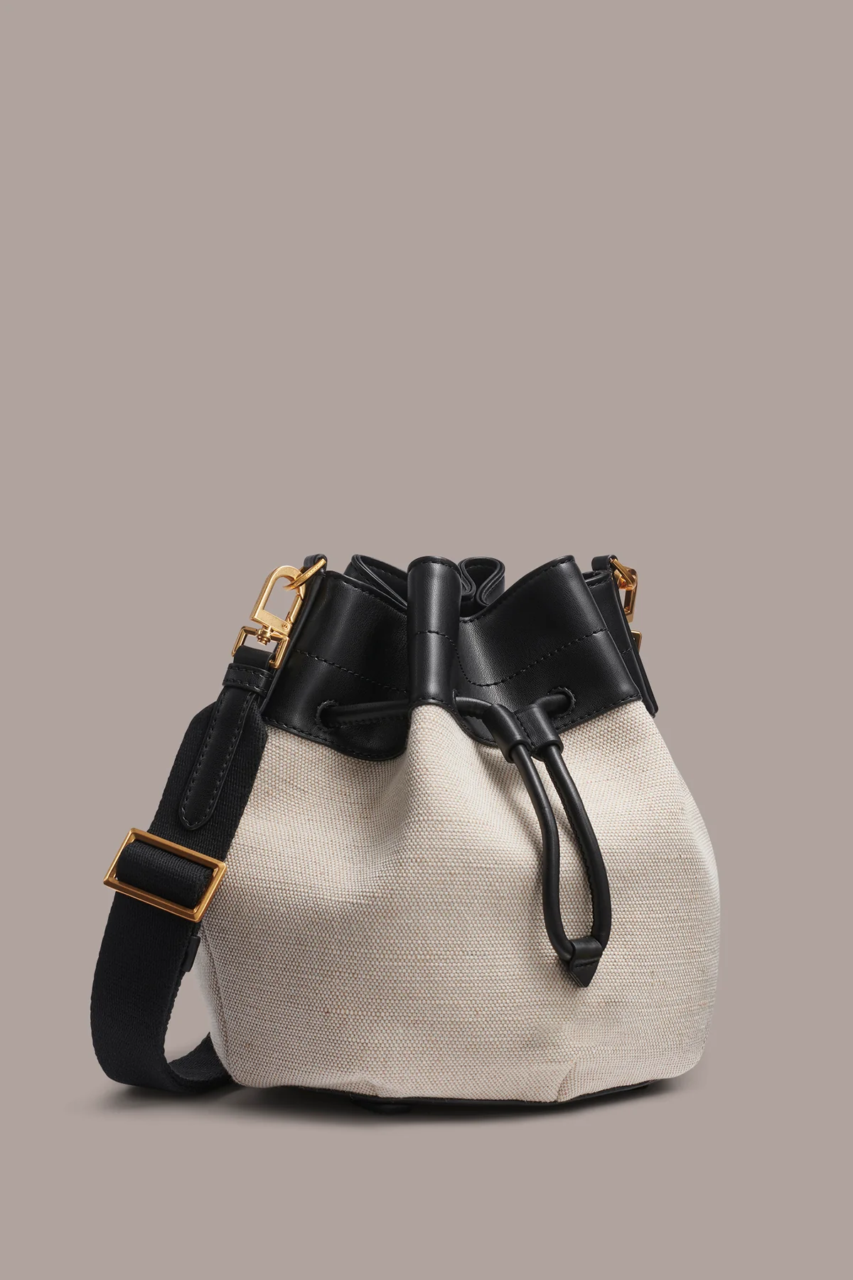 Cotton Linen Canvas Drawstring Large Convertible Bucket Bag
