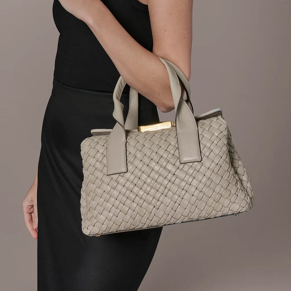 Full Interlaced Handwoven Leather Convertible Satchel Handwoven Bag