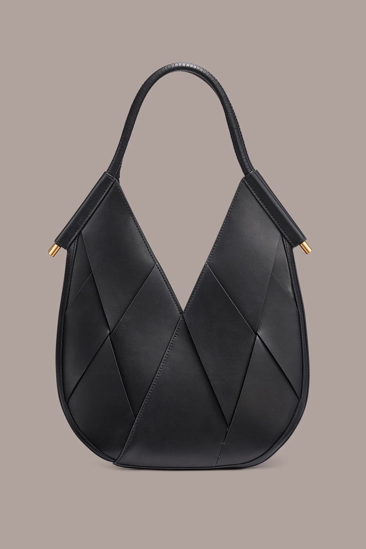 Geometric Woven Leather Mini Handwoven Shoulder Bag with Detachable Coin Pouch