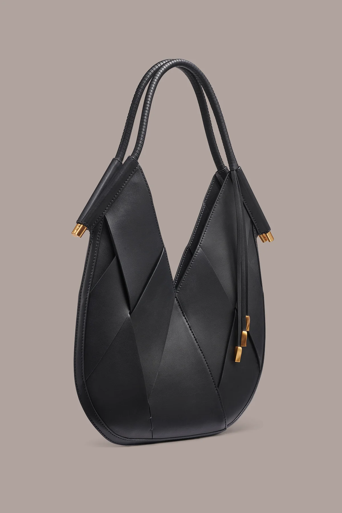 Geometric Woven Leather Mini Handwoven Shoulder Bag with Detachable Coin Pouch