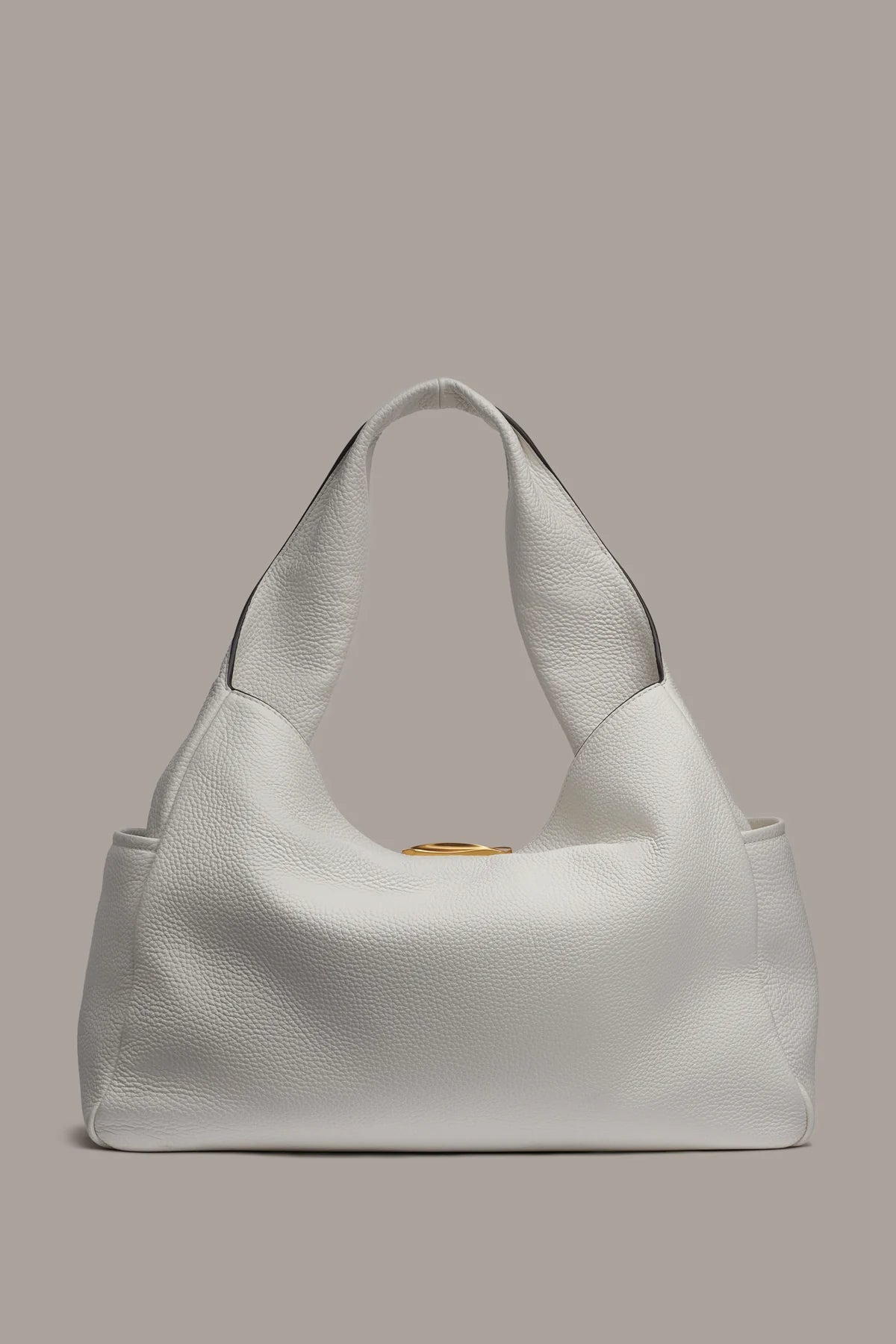 Pebble Leather Twisted Handle Large Magnetic Closure Tote Bucket Bag