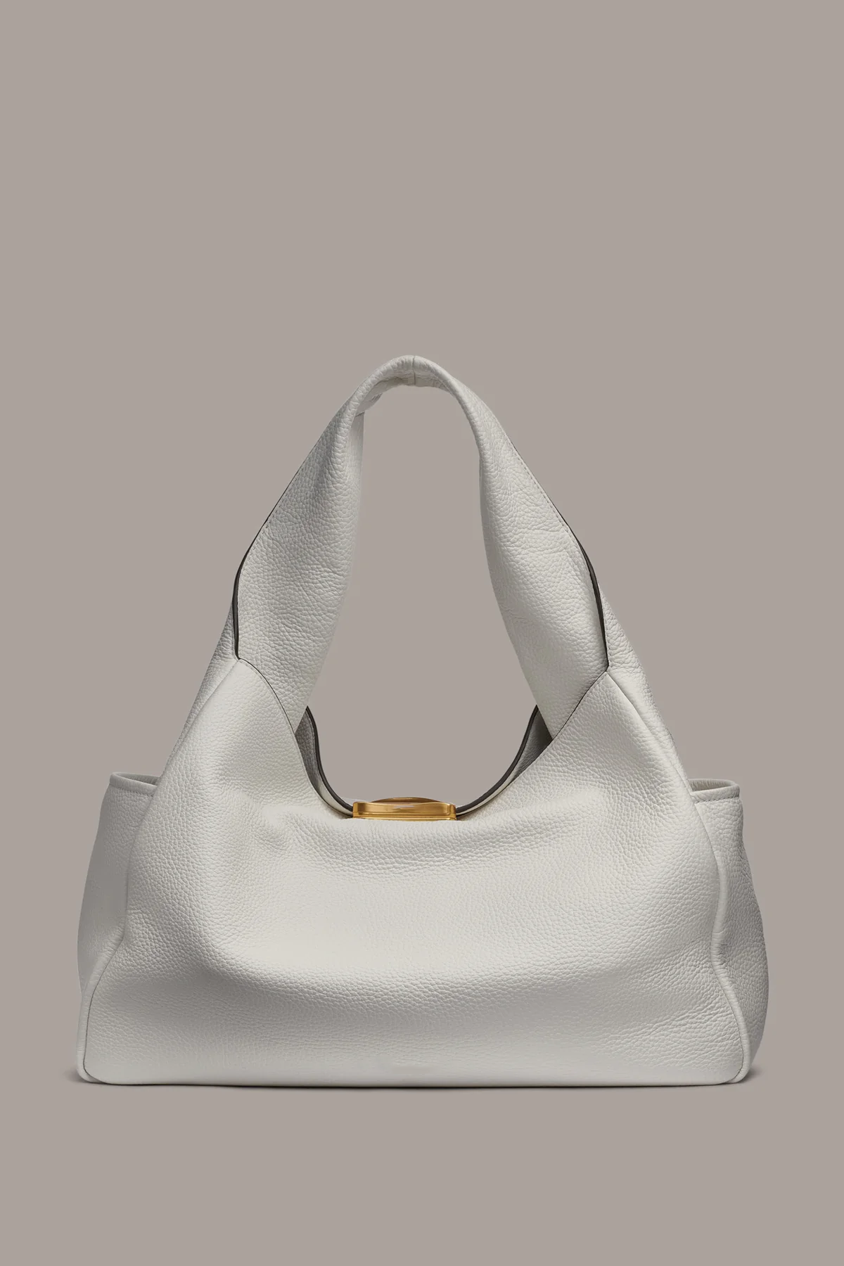 Pebble Leather Twisted Handle Large Magnetic Closure Tote Bucket Bag