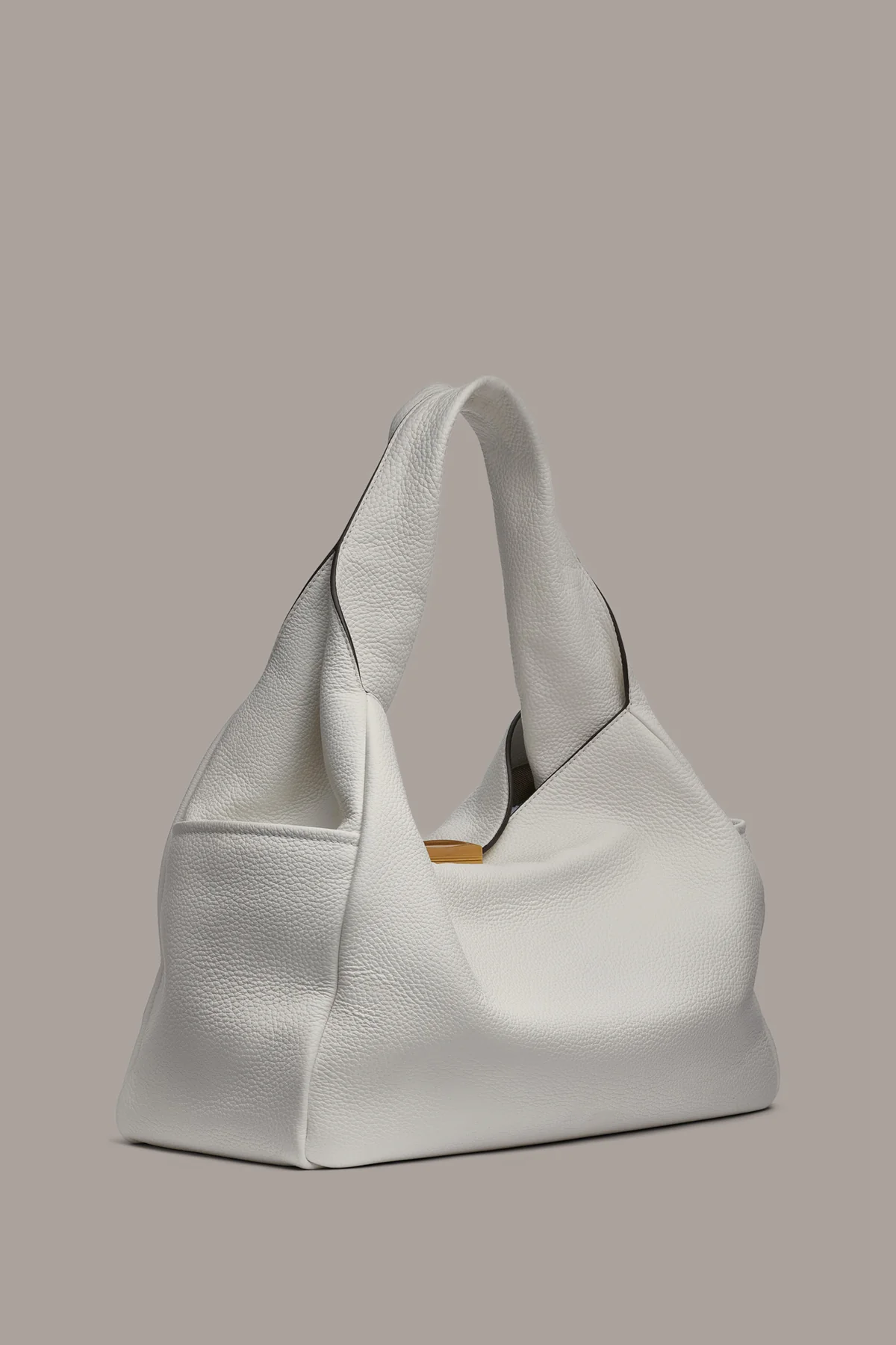 Pebble Leather Twisted Handle Large Magnetic Closure Tote Bucket Bag