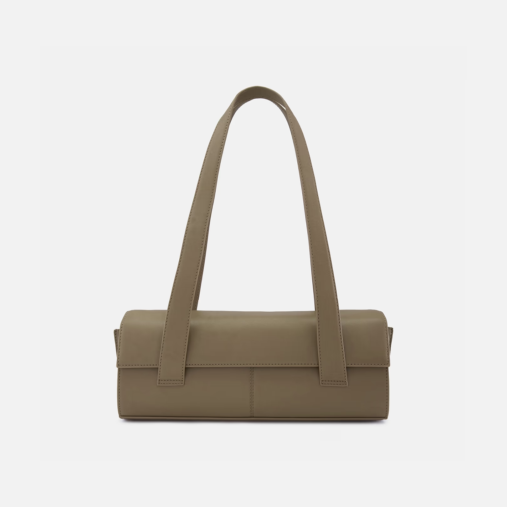 Smooth Nappa Leather Magnetic Flap Elongated Baguette Bag