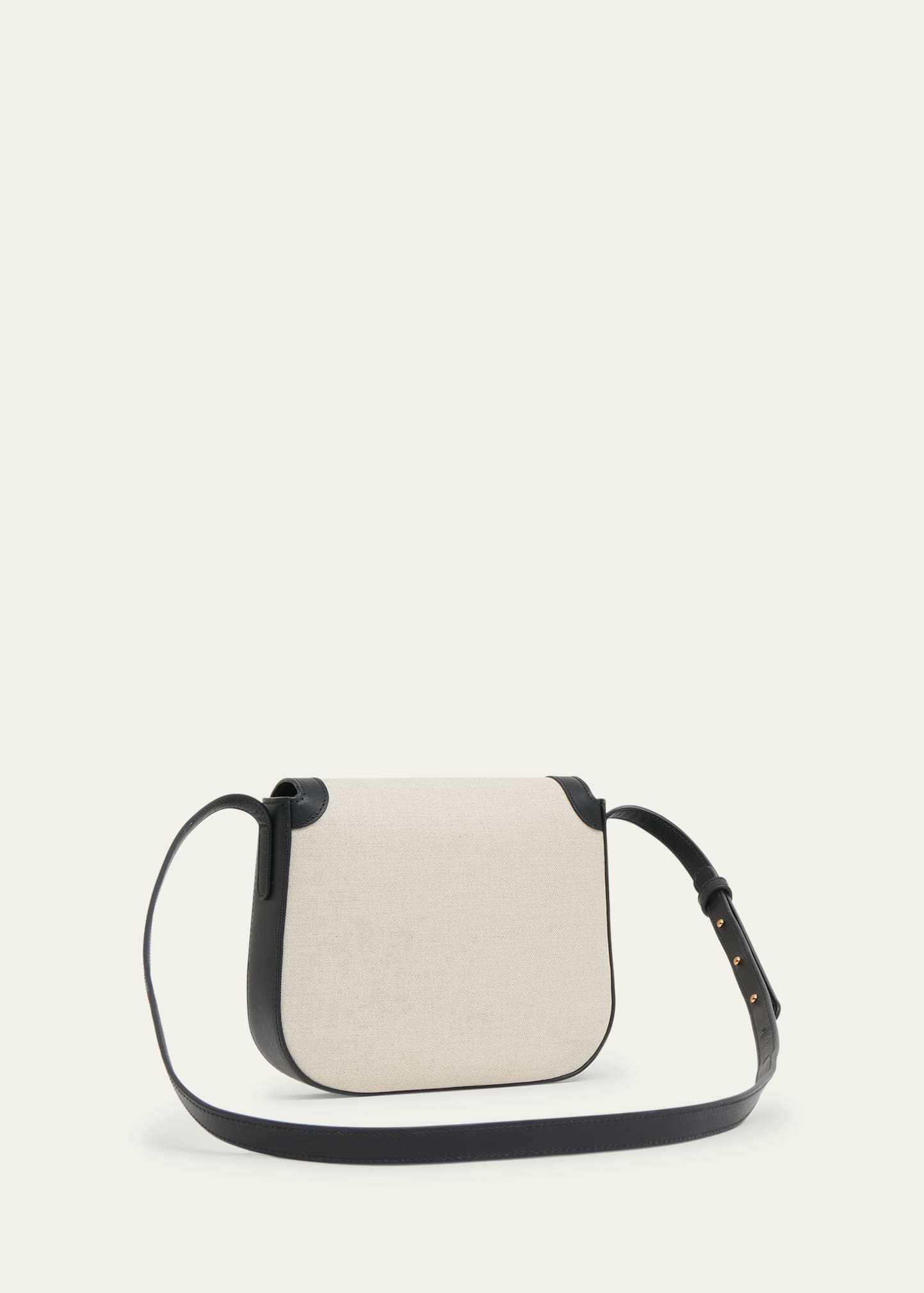 Linen Cotton Canvas Leather Trim Magnetic Flap Classic Saddle Crossbody Bag